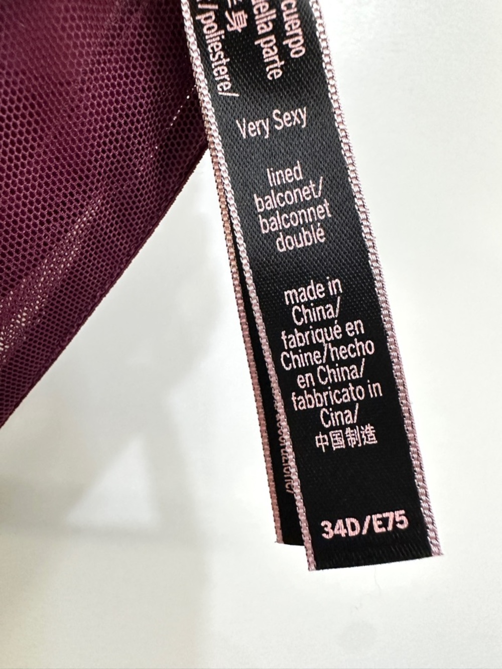 Victoria's Secret Very Sexy Longline Balconette Bra Wine Satin Mesh Corset Style - Picture 8 of 8